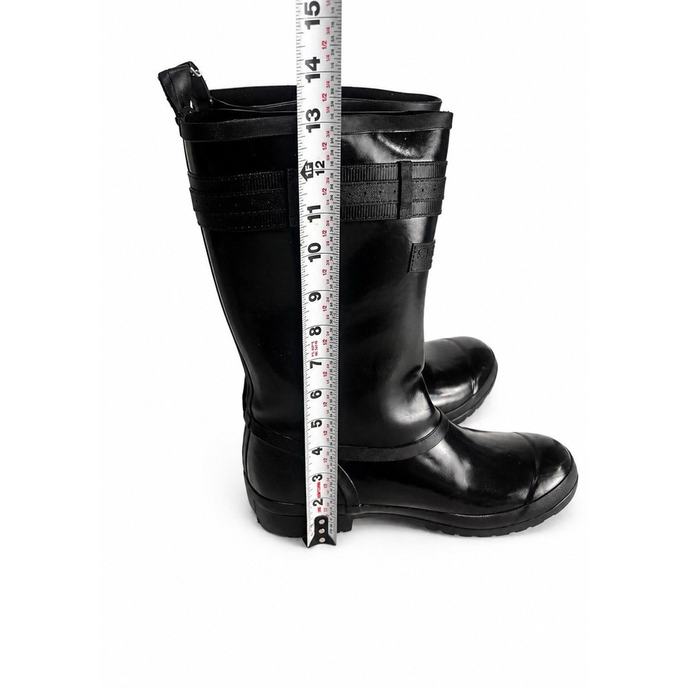 Sperry Walker Atlantic Rain Boots Black Gloss Rubber Waterproof Finish Women 9M - Picture 3 of 16